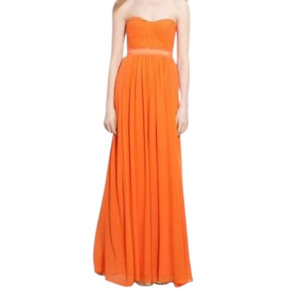BCBGMaxazria Amber Melon Strapless Chiffon Maxi Dress sz 6 - Picture 11 of 15